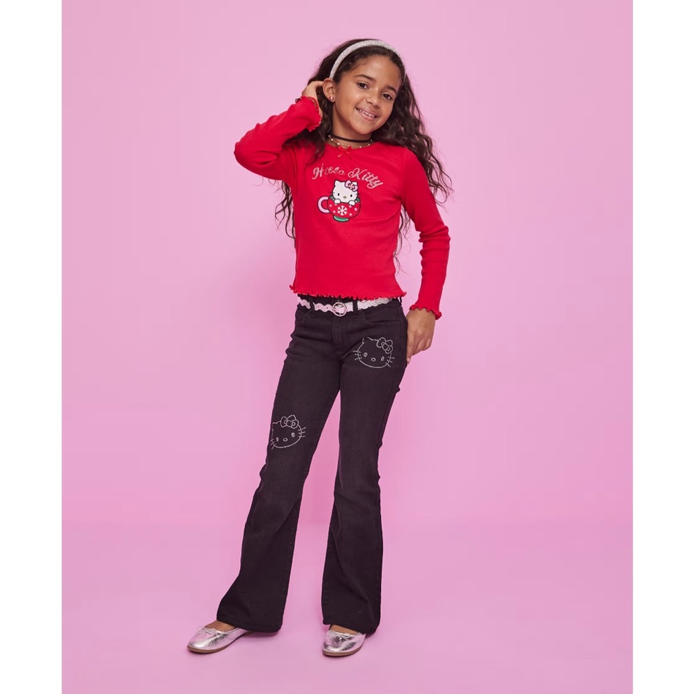 New girl’s hello kitty black denim jeans